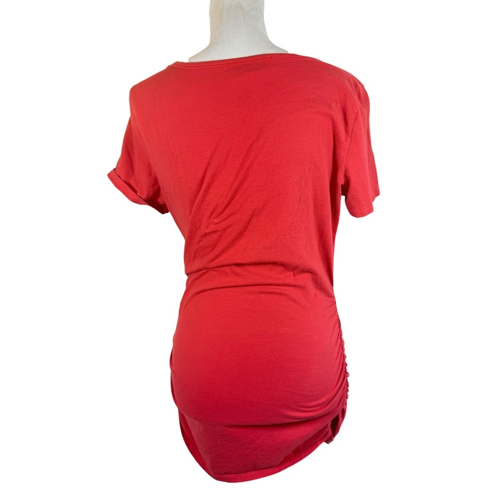 Michael Kors Dress Womens S Coral Ruched Side Zip Short Sleeve Stretch Bodycon - Picture 8 of 15